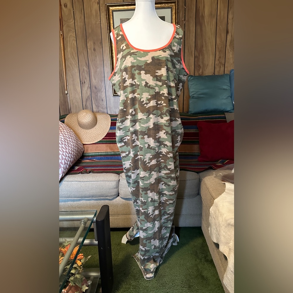 Bobbie Brooks Camouflage Plus Size Maxi Dress, 2X